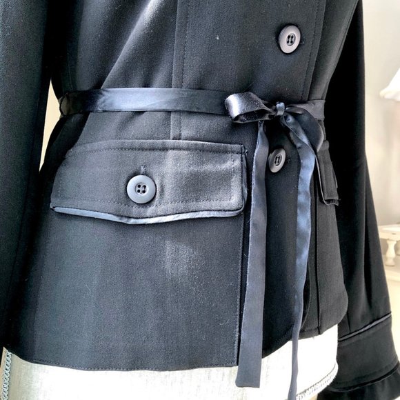 NWOT Kenzie Flutter Sleeve Fitted Black Blazer - Picture 8 of 15